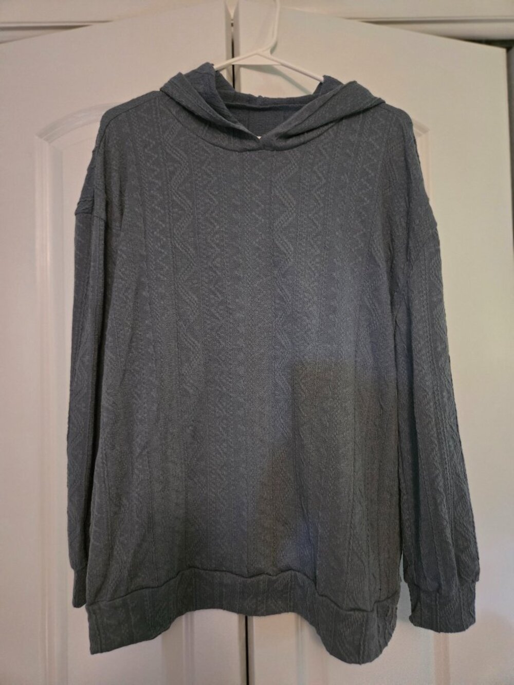 Gray Textured Hooded Pullover (Size 0XL)